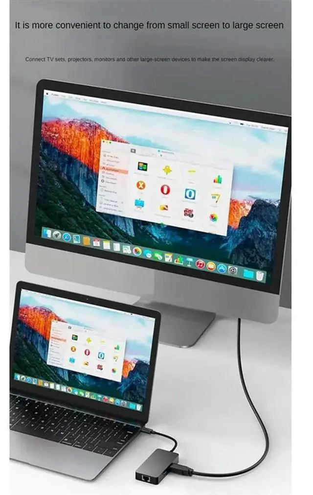 Alt view image 2 of 4 - 6-In-1 USB C Hub Laptop Docking Station Gigabit+USB3.2(10Gbps)+4K/60Hz HD+PD100W Fast Charge