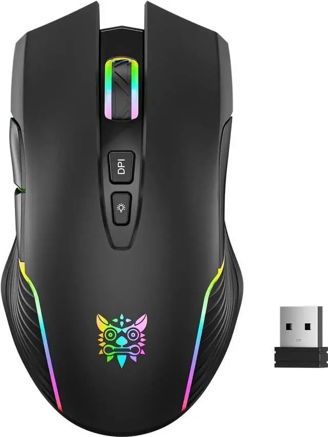 Main image of JAENFONG Wireless Gaming Mouse, 2.4Ghz Connection, 5 RGB LED Backlit Modes, Ergonomic Computer Gaming Mice with 7 Macro Buttons, Adjustable DPI, Rechargeable Office Cordless Mouse for PC/Mac/Laptop