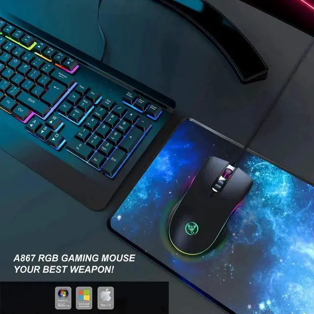 Alt view image 2 of 7 - JAENFONG Gaming Mouse Wired, 7 Programmable Buttons, Chroma RGB Backlit, 6400 DPI Adjustable, Comfortable Grip Ergonomic Optical PC Computer Gaming Mice with Fire Button