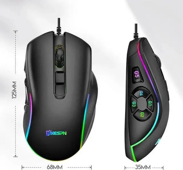 Alt view image 5 of 7 - Gaming Mouse USB Wired, RGB Backlit PC Mouse Computer Mice with 14 RGB LED Modes, 7200 DPI Adjustable, 10 Programmable Buttons, Ergonomic USB Optical Mouse for Windows MacOS Laptop Gamer