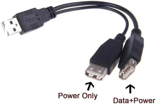 Alt view image 3 of 7 - JAENFONG USB 2.0 A Male to Dual Data USB 2.0 A Female + Power Cable USB 2.0 A Female Extension Cable 20cm