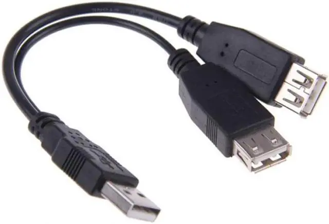 Alt view image 6 of 7 - JAENFONG USB 2.0 A Male to Dual Data USB 2.0 A Female + Power Cable USB 2.0 A Female Extension Cable 20cm