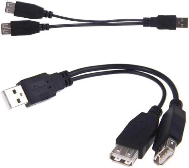 Alt view image 5 of 7 - JAENFONG USB 2.0 A Male to Dual Data USB 2.0 A Female + Power Cable USB 2.0 A Female Extension Cable 20cm