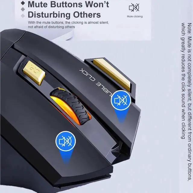 Alt view image 2 of 7 - JAENFONG Wireless Gaming Mouse High precision, Optical Owl-Eye Sensor (1200/2400/3200 DPI), 7-Color LED Rainbow Luminous, 7 programmable Keys, Rechargeable Wireless Bluetooth Mouse, USB