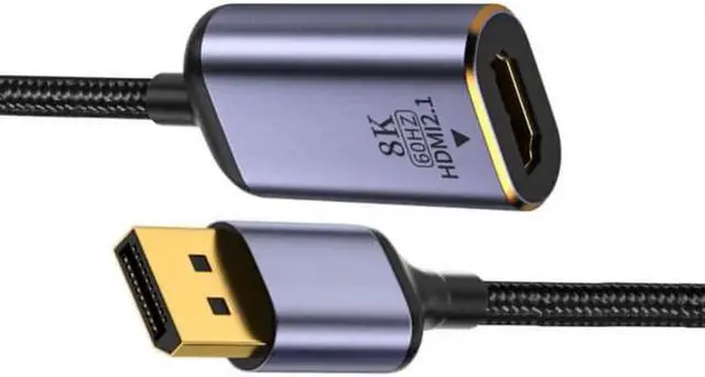 Alt view image 6 of 7 - JAENFONG DisplayPort 1.4 Source to HDMI 2.0 Display 8K 60hz UHD 4K DP to HDMI Female Monitor Adapter Cable