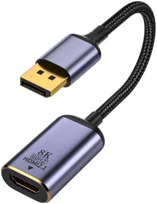 Alt view image 4 of 7 - JAENFONG DisplayPort 1.4 Source to HDMI 2.0 Display 8K 60hz UHD 4K DP to HDMI Female Monitor Adapter Cable