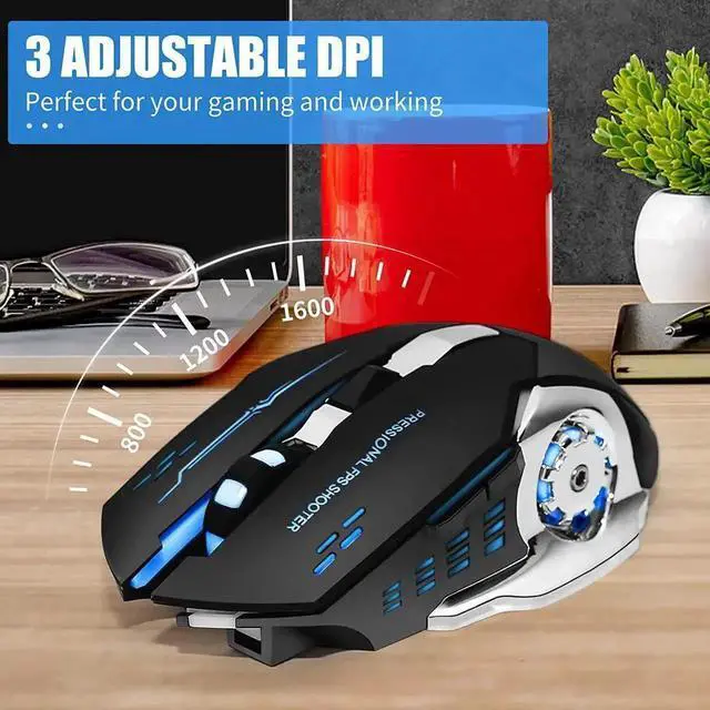 Alt view image 2 of 7 - JAENFONG Wireless Gaming Mouse, Bluetooth Mouse RGB Rechargeable 2.4G USB Cordless Computer Mice with 7 Color LED Backlit, 6 Buttons & Silent Click for Laptop, M-a-c OS, PC, Windows