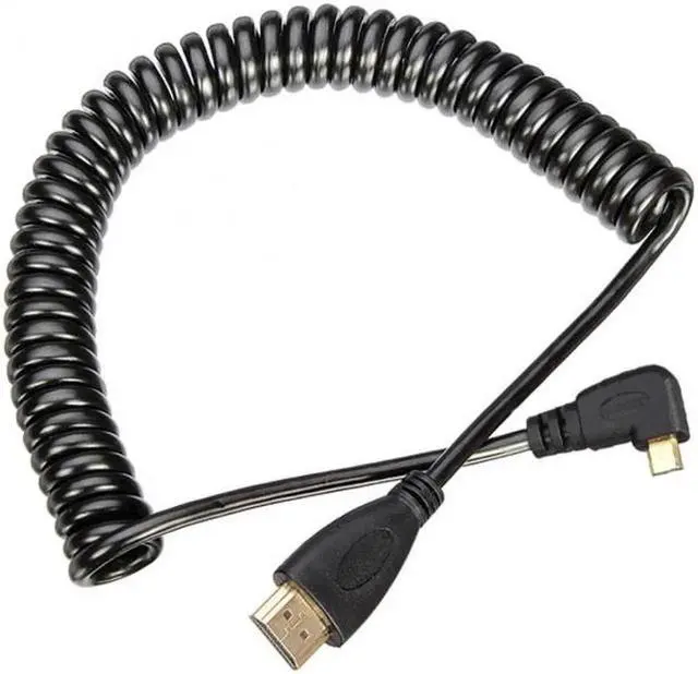Alt view image 6 of 7 - JAENFONG Stretch Left Angled 90 Degree Micro HDMI to HDMI Male HDTV Cable for Cell Phone Tablet Camera