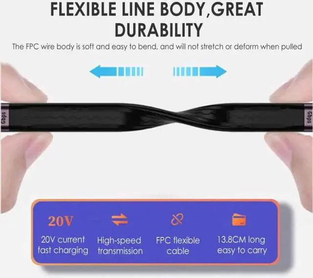 Alt view image 3 of 7 - JAENFONG 10Gbps USB 3.1 Type A Male to USB3.0 Type A Male Extension Flat Slim FPC Data Cable 13cm for LaptopDesktop