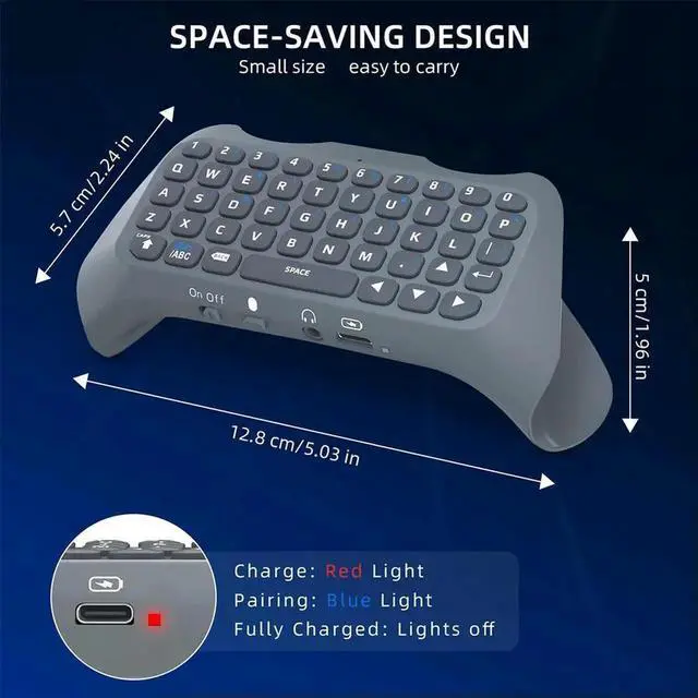 Alt view image 2 of 4 - Gaming Handle Keyboard BT 3.0 3.5mm Wireless Gaming Keypad Handle Built-In Speaker Wireless Controller Chat Pad for PS5 Gamepad
