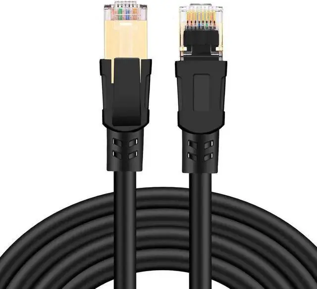 Alt view image 2 of 7 - Cat8 Ethernet Cable, Outdoor&Indoor, 10 ft. Heavy Duty High Speed 26AWG Cat8 LAN Network Cable 40Gbps, 2000Mhz with Gold Plated RJ45 Connector, Weatherproof S/FTP UV Resistant for Router/Gaming/Modem