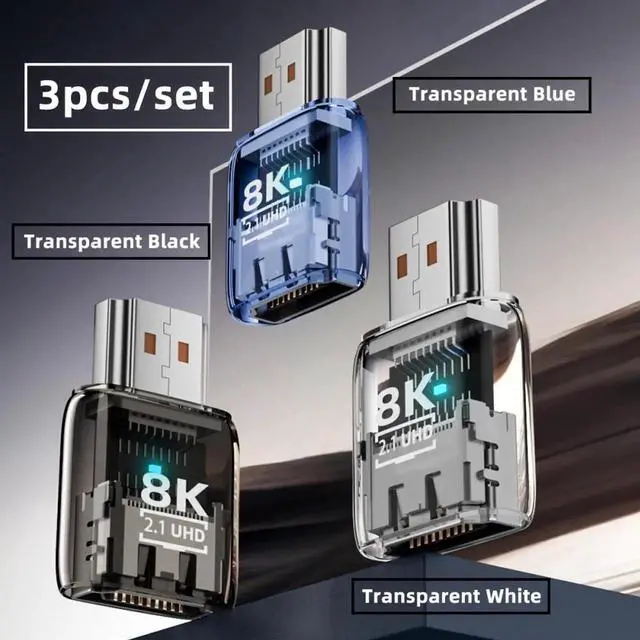 Alt view image 4 of 7 - JAENFONG 3pcs/set HDMI Male to HDMI 2.1 Female UHD Extension Adapter Extender with Smart LED Light Support 8K 60hz HDTV