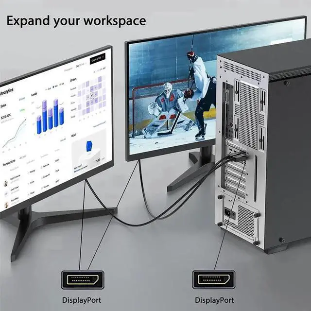 Alt view image 4 of 7 - JAENFONG DisplayPort to DisplayPort Cable 6FT, DP to DP Male to Male Cable Gold-Plated Cord Version DP1.2 4K@60Hz, 2K@165Hz, 2K@144Hz for Dell, HP, Samsung, PC, Laptop, Projector, TV