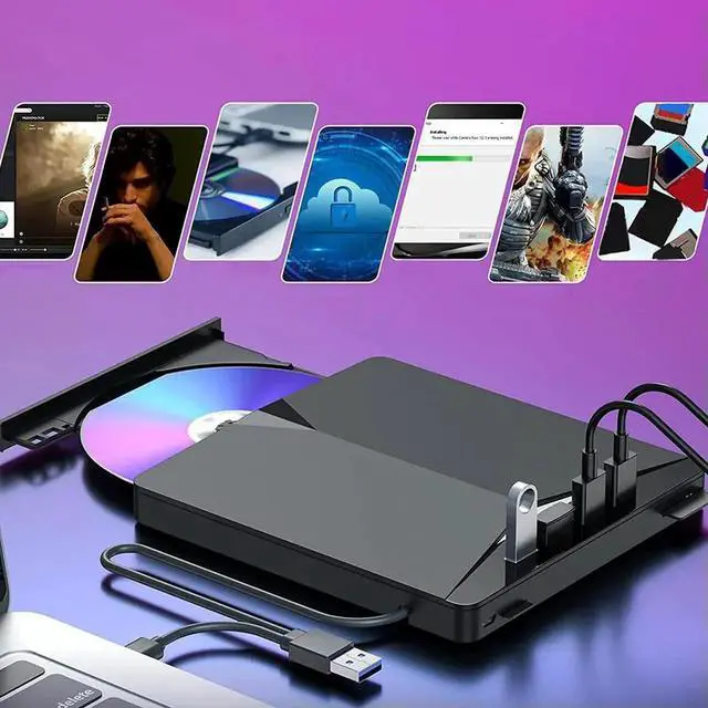 Alt view image 4 of 4 - 7-in-1 USB 3.0 TypeC External Mobile Drive CD DVD Burner High-Speed Plug-and-Play for 11/10/8/7/Linux/ OS