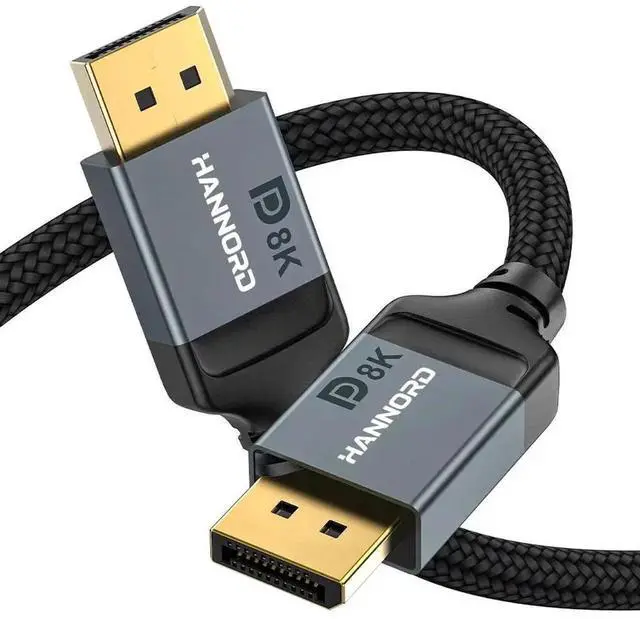 Main image of JAENFONG DisplayPort Cable 1.4, 8K 6.6 ft DP Cable Cord (8K@60Hz, 4K@144Hz, 1080P@240Hz) Display Port HBR3 32.4Gbps, HDCP 2.2 for Odyssey G9 CHG90, PC, Laptop, TV Gaming Monitor - Grey