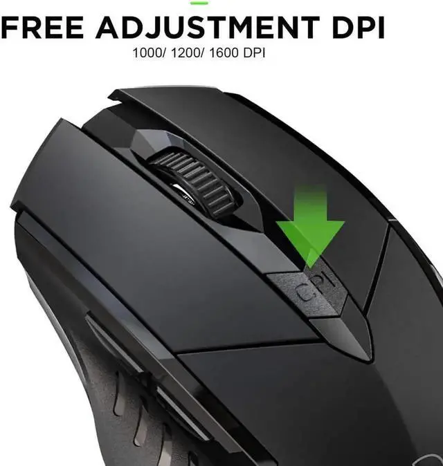 Alt view image 4 of 7 - JAENFONG Bluetooth Mouse Wireless 2.4GHz Ergonomic Mice Mouse 4000DPI USB Receiver Optical Computer Gaming Mouse for Laptop PC