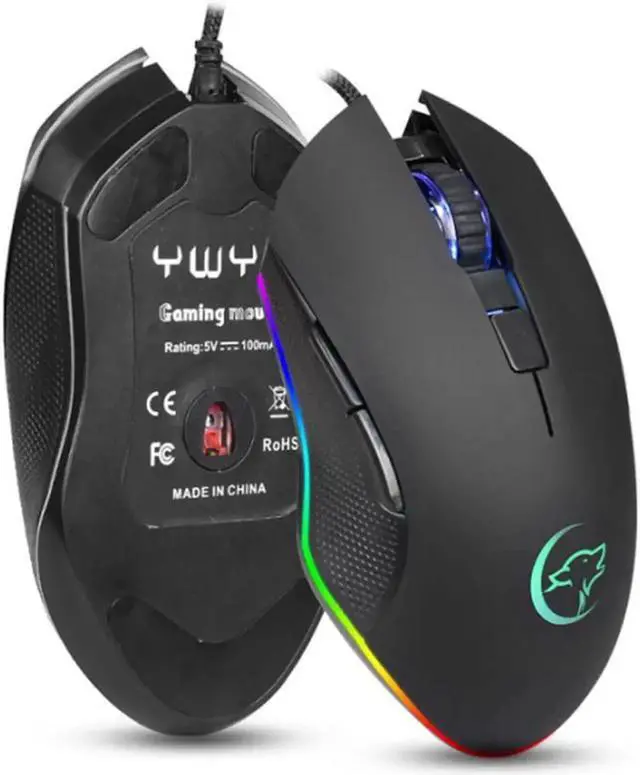 Alt view image 2 of 7 - JAENFONG Wired RGB Gaming Mouse 6 Programmable Buttons 3200 DPI Adjustable Optical Gaming Mouse Ergonomic Mouse