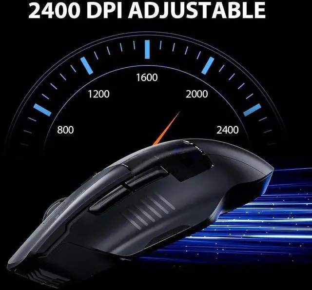 Alt view image 2 of 6 - JAENFONG Wireless Mouse for Laptop, 2.4G/Bluetooth 5.0 Wireless Mouse, Gaming Mouse, RGB Lighting, 2400 DPI, 6 Buttons, Visible Battery, Type-C Charging, Wireless Mouse for Windows, macOS Linux, iOS