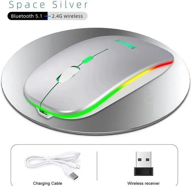 Alt view image 5 of 7 - JAENFONG Rechargeable Silent Wireless Mouse Ergonomic Gaming Mouse Bluetooth + 2.4g Dual Mode Wireless Mouse Computer Mouse Gamer Mice With Backlight For PC Laptop