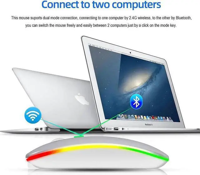 Alt view image 7 of 7 - JAENFONG Rechargeable Silent Wireless Mouse Ergonomic Gaming Mouse Bluetooth + 2.4g Dual Mode Wireless Mouse Computer Mouse Gamer Mice With Backlight For PC Laptop