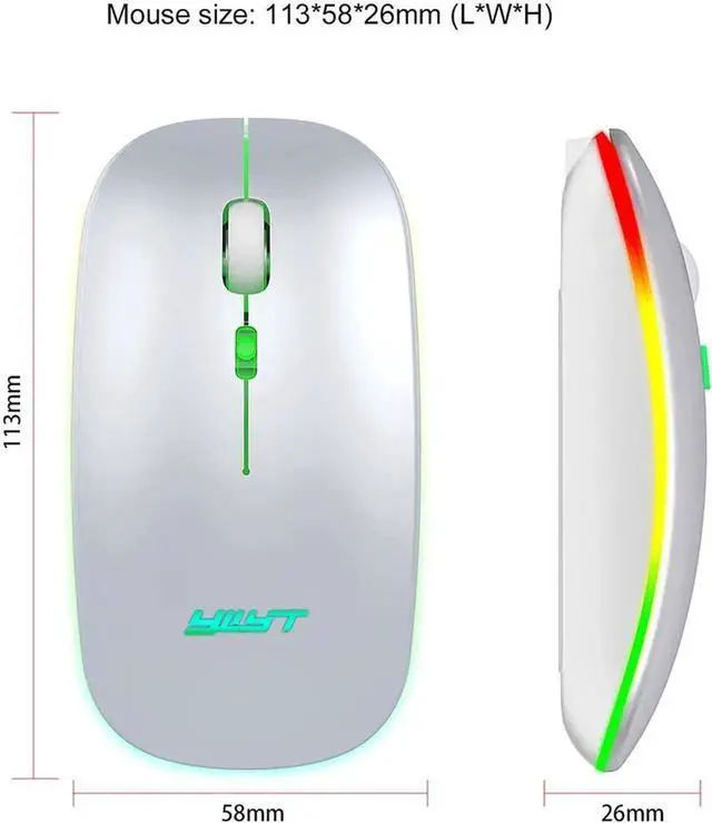 Alt view image 6 of 7 - JAENFONG Rechargeable Silent Wireless Mouse Ergonomic Gaming Mouse Bluetooth + 2.4g Dual Mode Wireless Mouse Computer Mouse Gamer Mice With Backlight For PC Laptop