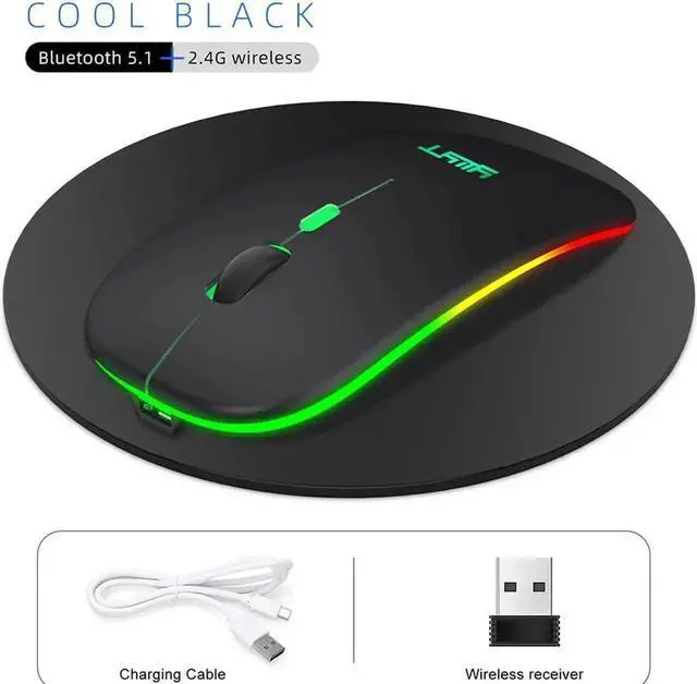 Alt view image 5 of 7 - JAENFONG Rechargeable Silent Wireless Mouse Ergonomic Gaming Mouse Bluetooth + 2.4g Dual Mode Wireless Mouse Computer Mouse Gamer Mice With Backlight For PC Laptop