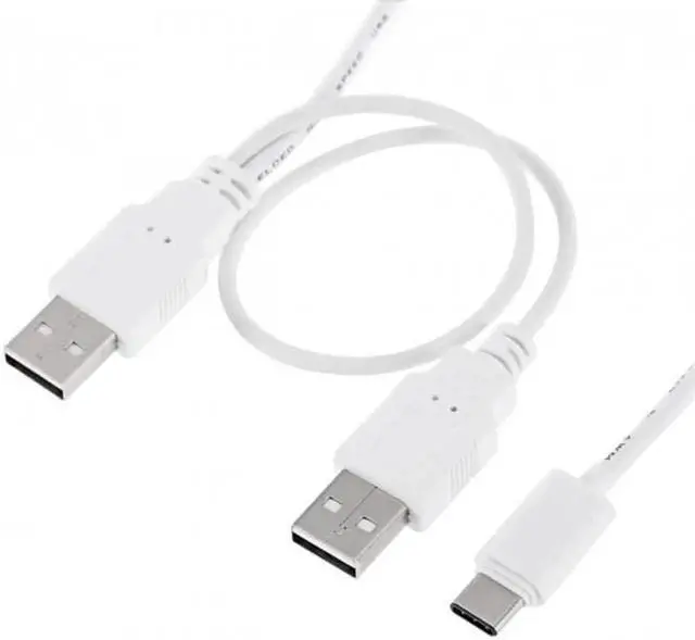 Alt view image 3 of 6 - JAENFONG USB 3.1 Type C USB-C to Dual A Male Extra Power Data Y Cable for Cell PhoneHard Disk