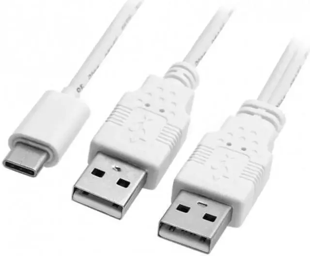 Alt view image 4 of 6 - JAENFONG USB 3.1 Type C USB-C to Dual A Male Extra Power Data Y Cable for Cell PhoneHard Disk