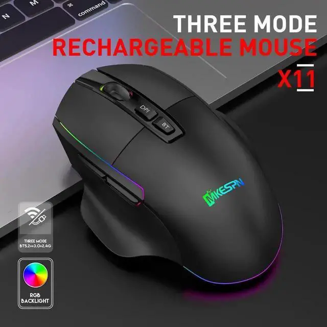 Alt view image 6 of 7 - JAENFONG 2.4G Wireless Bluetooth Mouse, Bluetooth RGB Rechargeable Gaming Mouse Wireless Computer Silent Mause LED Backlit 1600 DPI Ergonomic Gaming Mouse for Laptop PC