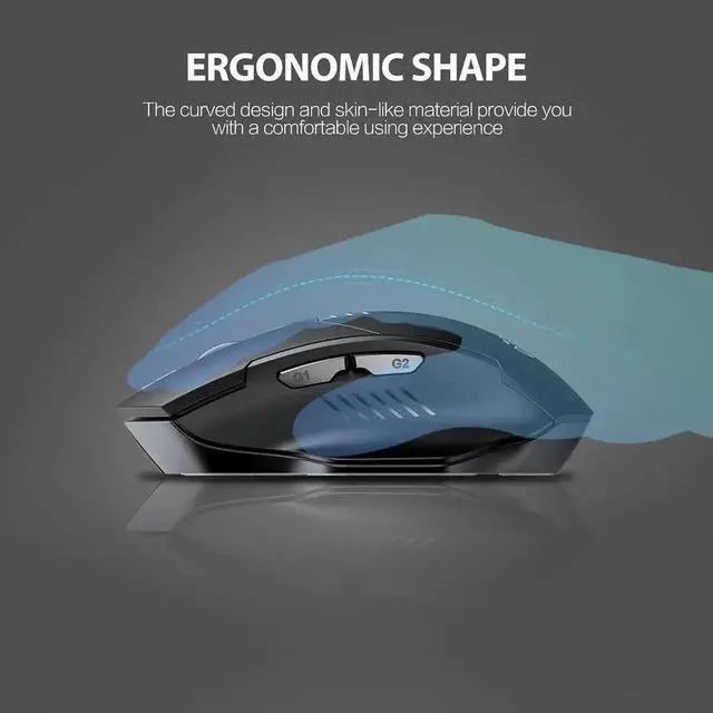 Alt view image 5 of 7 - JAENFONG 2.4G RF Wireless Mouse, Rechargeable Mouse, Battery Visible, 4 adjustable DPI (up to 2400 DPI), 6 Buttons, Ergonomic Large Mouse for Laptop, Computer, Windows 7/8/10/XP, Vista and Mac OS