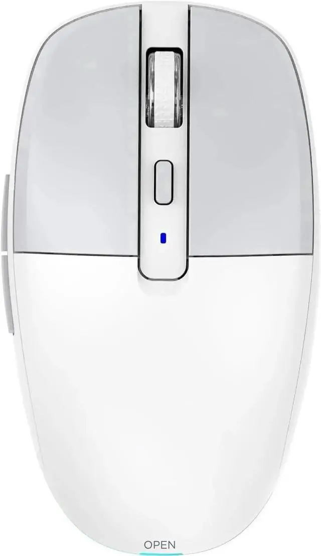 Main image of Multi-Device Wireless Mouse for Office, USB 2.4G/Type-C 2.4G/BT5.1 Dual Mode, Silent Click, 3200 DPI, Ergonomic Design with RGB Light, Bluetooth Wireless Mouse with Type-C Fast Charging (White)