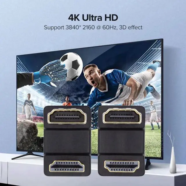 Alt view image 7 of 7 - JAENFONG 2pcs/lot Up & Down HDMI 1.4 Male Type-A to HDMI Female Port Saver 360 Degree Opposite U Shape Back Angled Extension Adapter