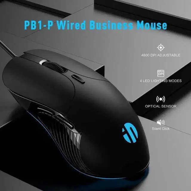 Alt view image 2 of 7 - Wired PC Mouse, Silent Click, 4800DPI Adjustable & 6 Programmable Buttons, Optical tracking, Ergonomic Design, Streamlined inphic USB Wired Mouse for PC Laptop Computer Working and Gaming