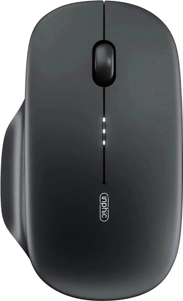Main image of JAENFONG Portable Bluetooth Mouse, Tri-Mode (BT1/BT2+2.4G) Wireless Mouse Rechargeable with Thumb Rest | Visible Battery Indicator | Ultra-Slim & Lightweight Mice for PC/Computer/Laptop (Black)