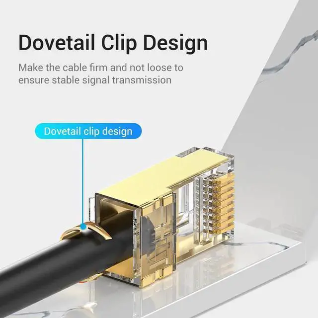 Alt view image 2 of 5 - JAENFONG RJ45 Connector Cat8 RJ45 8P8C Modular Ethernet Cable Cat 8 FTP Head Plug Gold Plated RJ45 Crimp Network Connerctor Cat8 2PCS