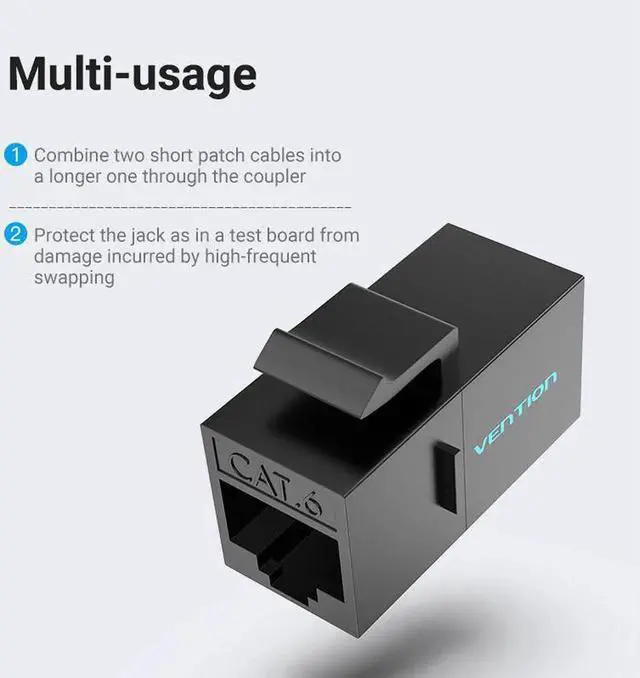 Alt view image 4 of 7 - JAENFONG RJ45 Connector Cat6 Ethernet Adapter Female to Female R J45 8P8C Network Extender Extension Cable for Ethernet Cable Black