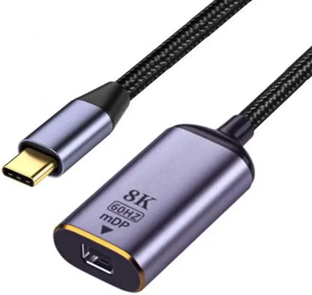 Alt view image 5 of 7 - JAENFONG USB4 USB-C Type-C Source to MINI Displayport MINI-DP Female Cable Display 8K 60HZ UHD 4K Monitor Displays