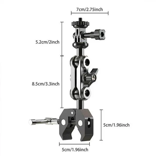 Alt view image 2 of 4 - Handlebar Mount Bracket Aluminum Alloy Motorcycle l Stand 360°Ball Head Action Camera Clamp Mount Action Camera Accessories