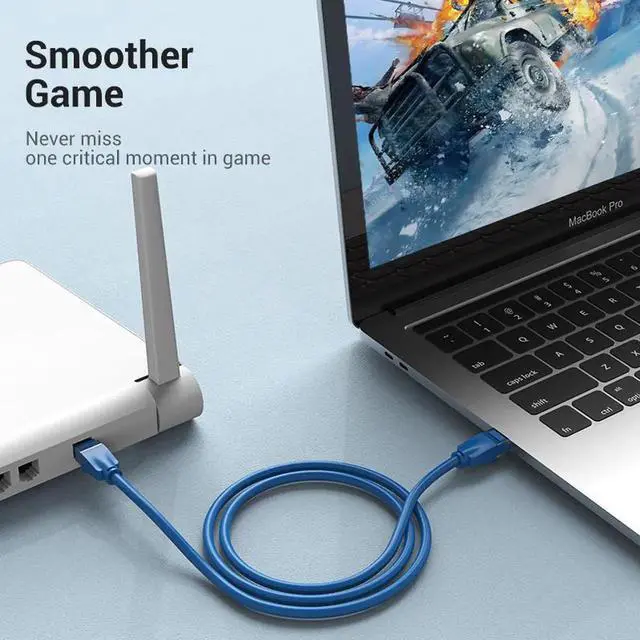 Alt view image 6 of 6 - JAENFONG Ethernet Cable Cat 6 Network Cable 4 Twisted Pair Patch Cord Internet UTP Cat6 Lan Cable for Laptop Router Ethernet RJ45(Blue 9.84ft)