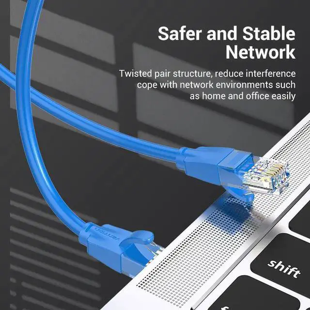 Alt view image 3 of 6 - JAENFONG Ethernet Cable Cat 6 Network Cable 4 Twisted Pair Patch Cord Internet UTP Cat6 Lan Cable for Laptop Router Ethernet RJ45(Blue 9.84ft)