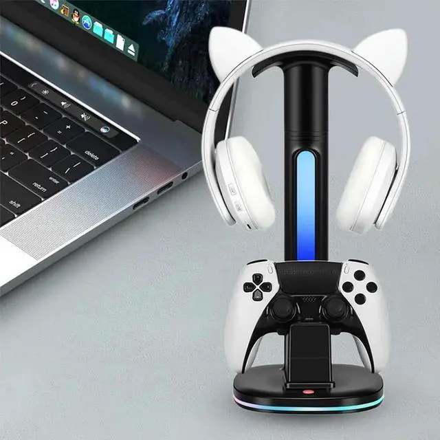 Alt view image 3 of 7 - Controller Charger Headset Display Holder Game Handle Charger Base 5V 2.4A Controller Docking Station Type-C Charging Cable