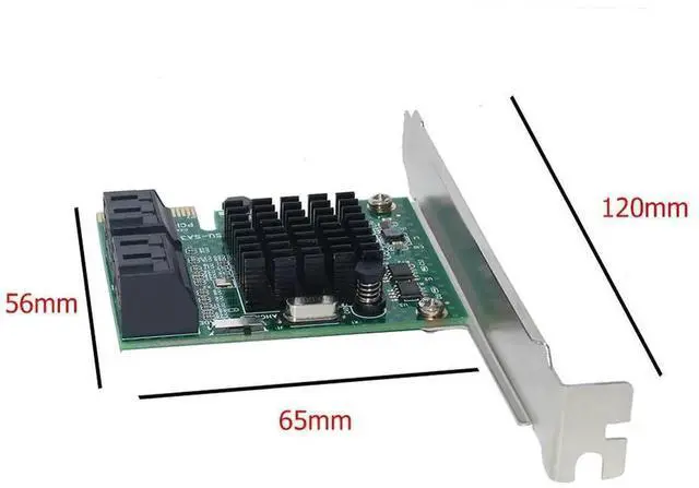 Alt view image 2 of 4 - PCI-E 1X SATA3.0 4 Port Expansion Card with Baffle 6Gbps for Extenders