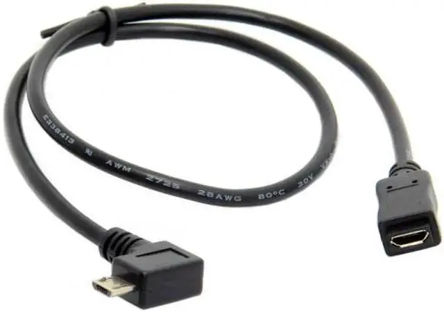 Alt view image 5 of 7 - JAENFONG Micro USB 2.0 90 Degree Right Angled Male to Female Tablet Phone Extension Cable 50cm