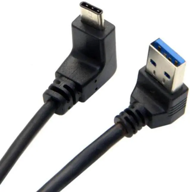 Alt view image 3 of 7 - JAENFONG USB 3.1 USB-C Reversible Angled to 90 Degree Up Angled A Male Data Cable for MacbookTabletPhone