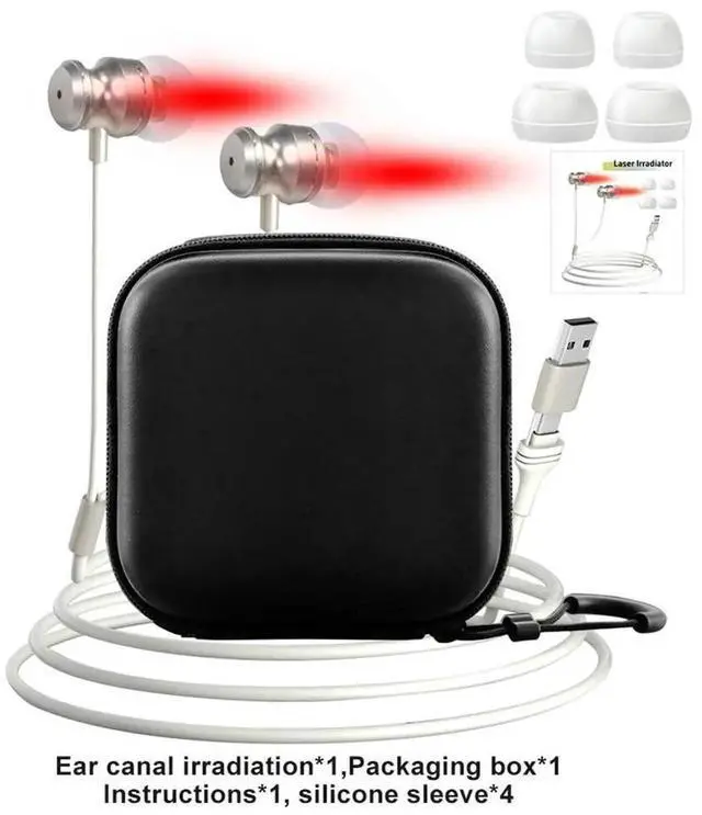 Alt view image 4 of 4 - Tinnitus Infrared Ear Plugs USB+Type-C Red Light Therapy 650NM Infrared Therapy for Ears Otitis Media Deafness Treatment