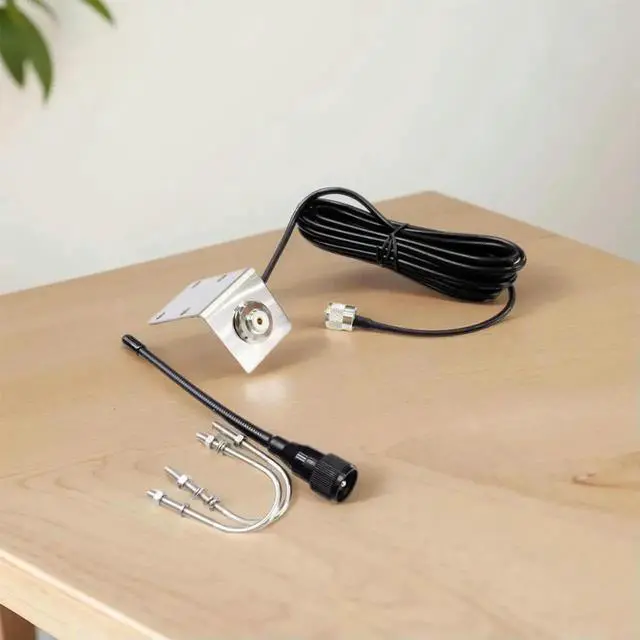 Alt view image 2 of 7 - 156-163Mhz VHF Marine Antenna with 5M/16.4ft RG-58 Cable Rubber Waterproof Mast Aerial L Shape Bracket Boat Antenna for Boat