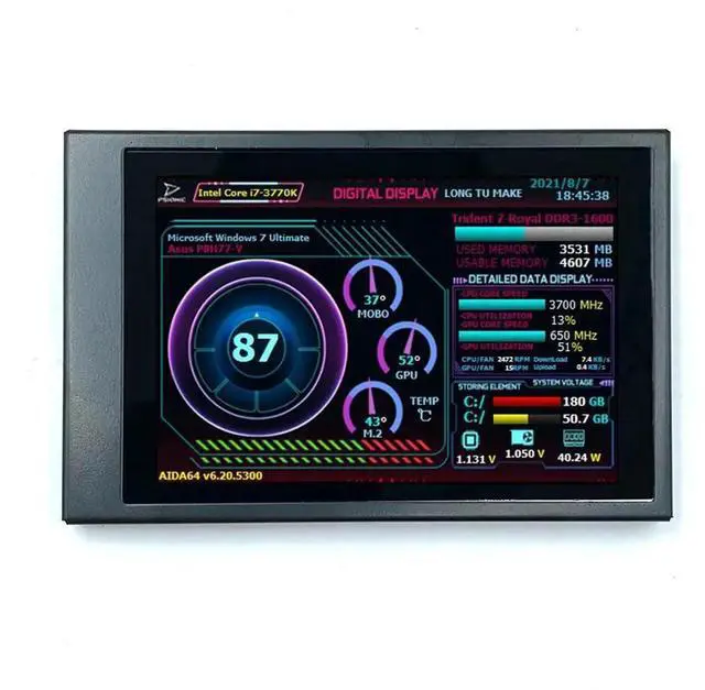 Alt view image 4 of 4 - 3.5 Inch Screen Auxiliary 2 Usb-C Ports Display Screen Monitor 320x480 AIDA64 H35PRO for Raspberry Pi Computer ITX PC Case