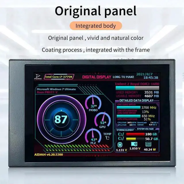 Alt view image 3 of 4 - 3.5 Inch Screen Auxiliary 2 Usb-C Ports Display Screen Monitor 320x480 AIDA64 H35PRO for Raspberry Pi Computer ITX PC Case