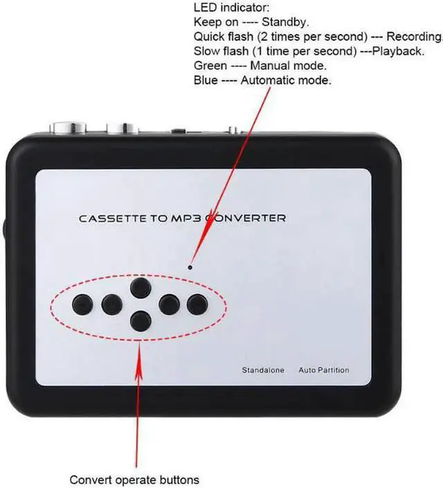 Alt view image 6 of 6 - JAENFONG USB Cassette Tape Music Audio Player to MP3 Converter USB Cassette Player Capture Recorder to USB Flash Drive No PC
