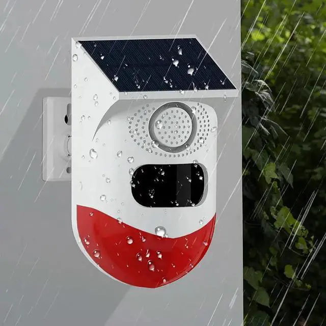 Alt view image 4 of 4 - Solar Security Infrared Siren Remote Control Motion Activated Detector Alarm USB Charging Outdoor Alarm Siren for Home Farm Yard